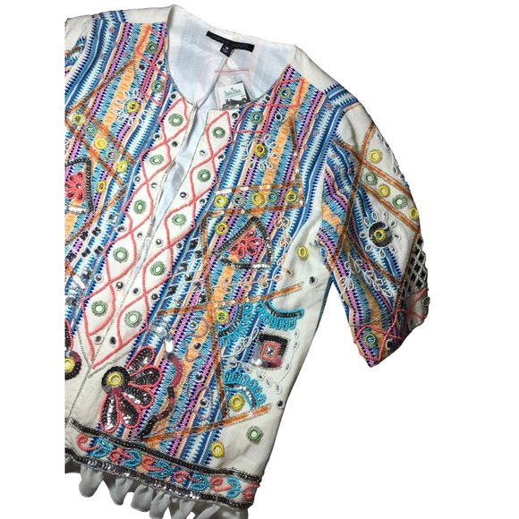 Indigo Moon Full Front Beaded Blazer size Medium New with Tags - Picture 7 of 14